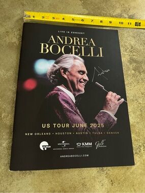 Andrea Bocelli Signed Copy of US Tour 2025 Program - Black & Gold